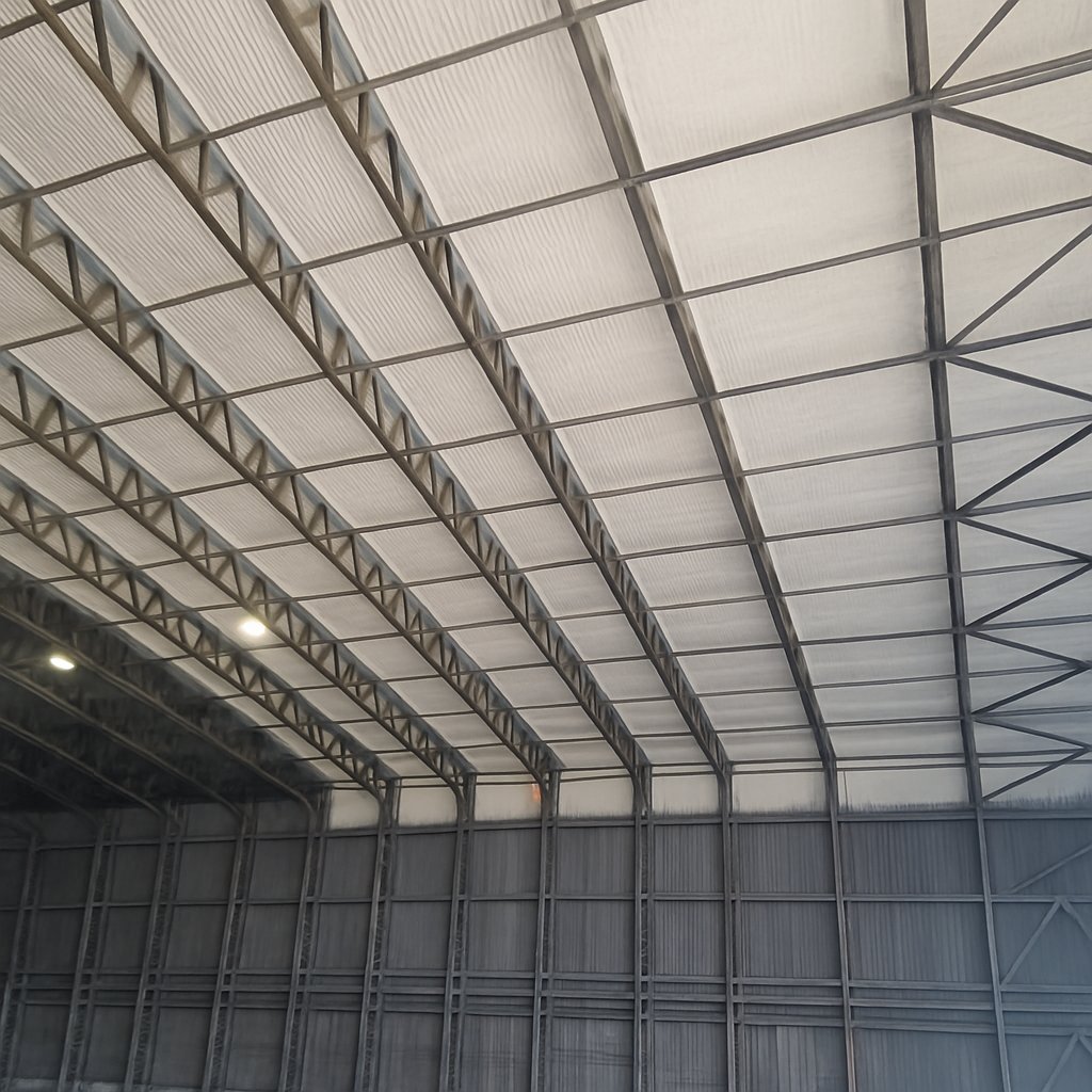 During: the first closed-cell layer on the corrugated sheets, a thin rigid skin bonding and sealing them.