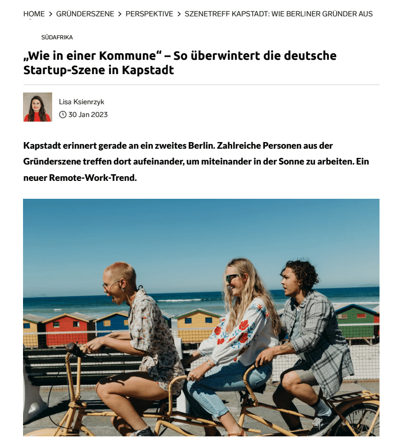Screenshot Artikel Gründerszene