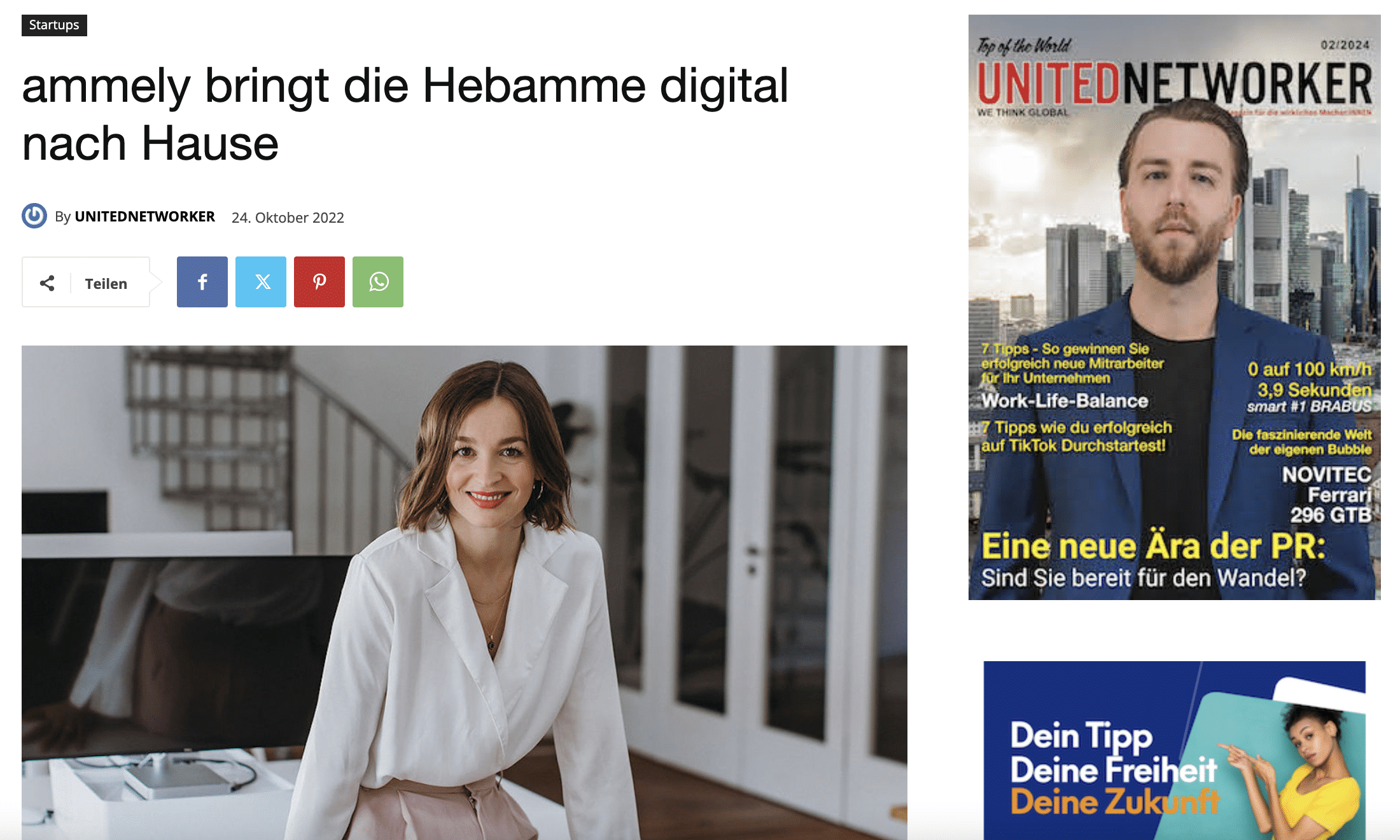 Screenshot Artikel unitednetworker