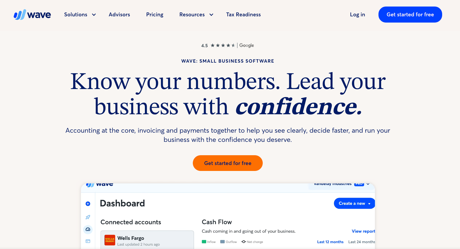 Wave homepage: Know your numbers. Lead your business with confidence.