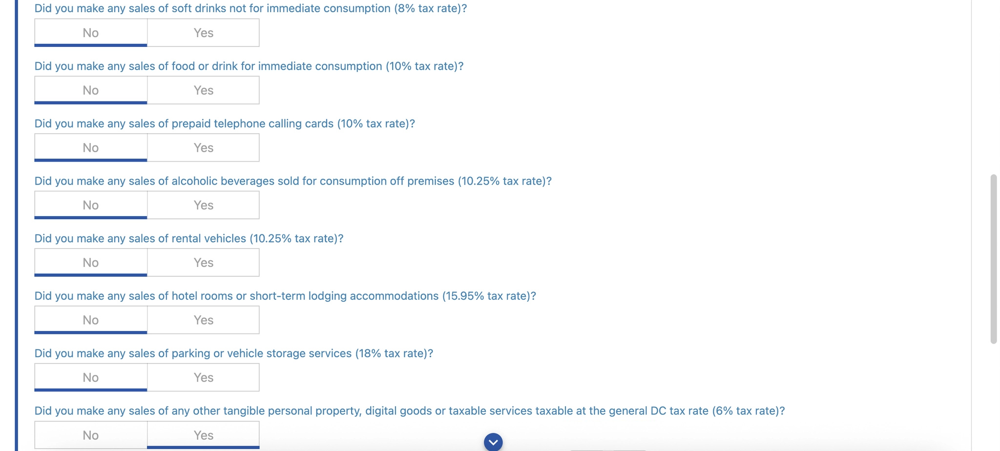 MyTax.DC.gov questions about sales at special DC tax rates