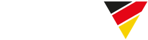 Logo with three diagonal shapes colored black, red, and yellow, resembling the German flag.