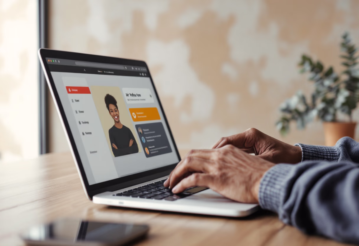 [interface] image of employee interacting with hr software (for a hr tech)