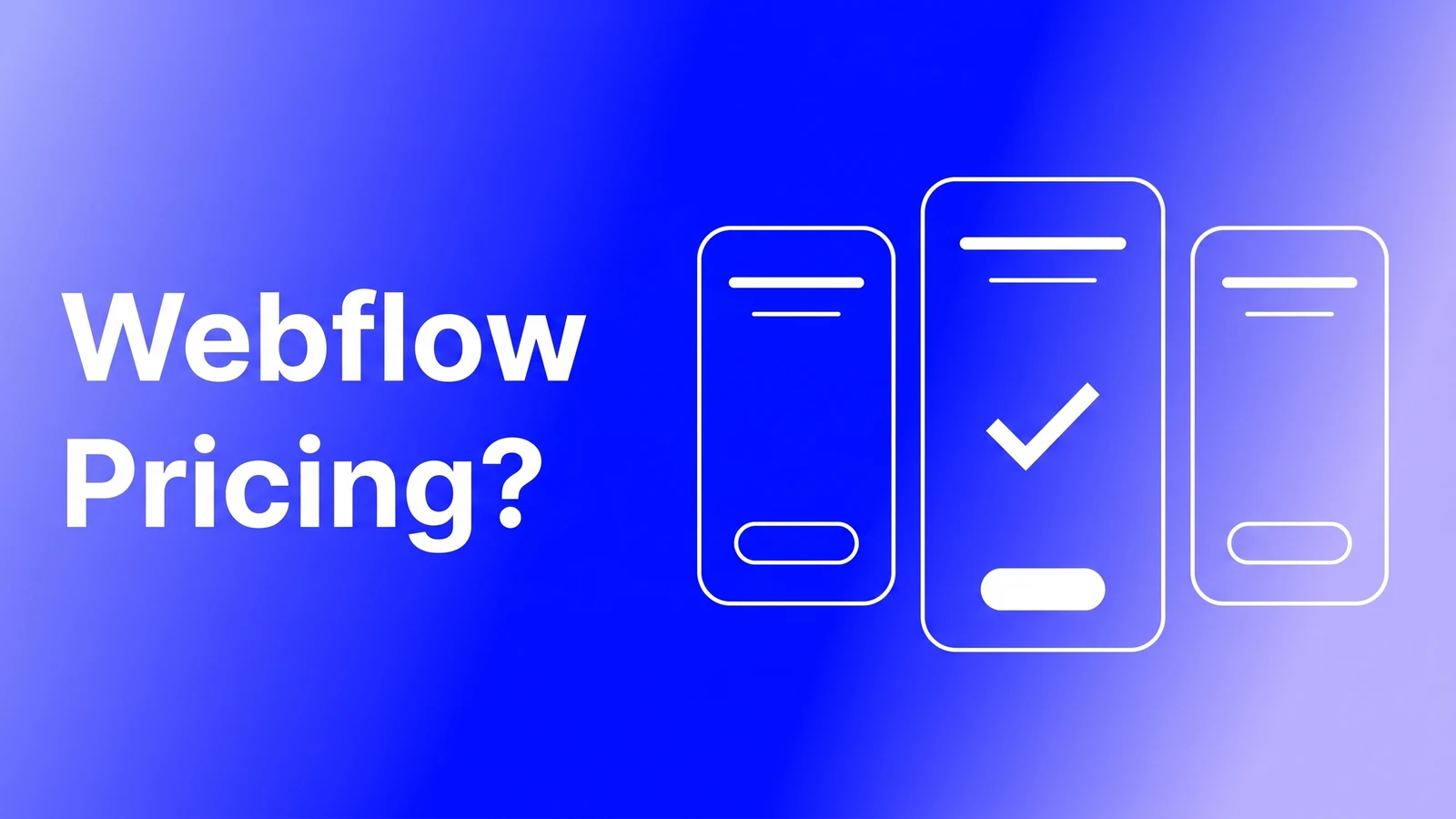 Webflow pricing cover: three plan cards with the middle one checked on a blue gradient
