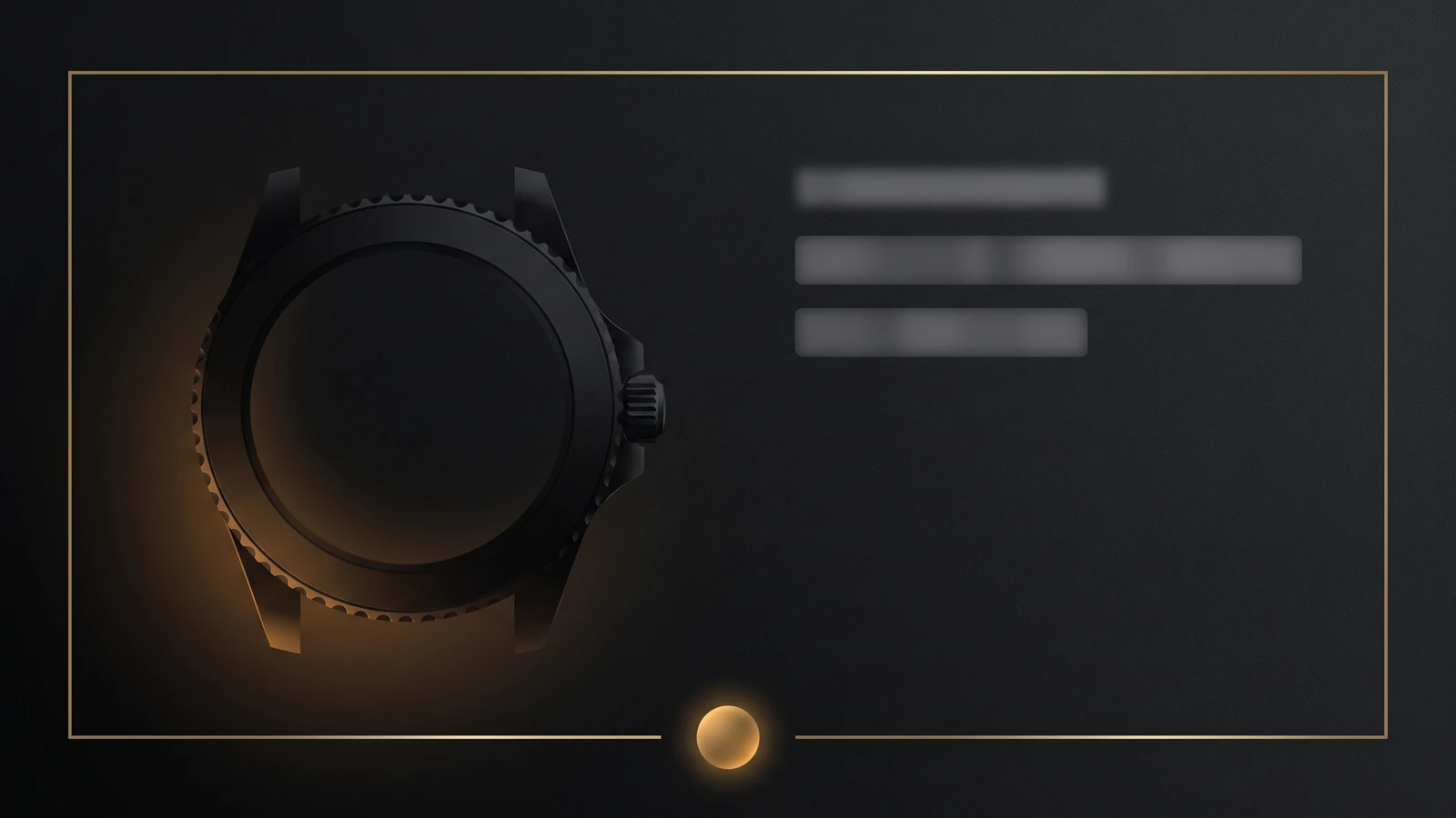 Dark mode luxe art style example: near-black interface with thin gold lines, glowing accents and generous spacing