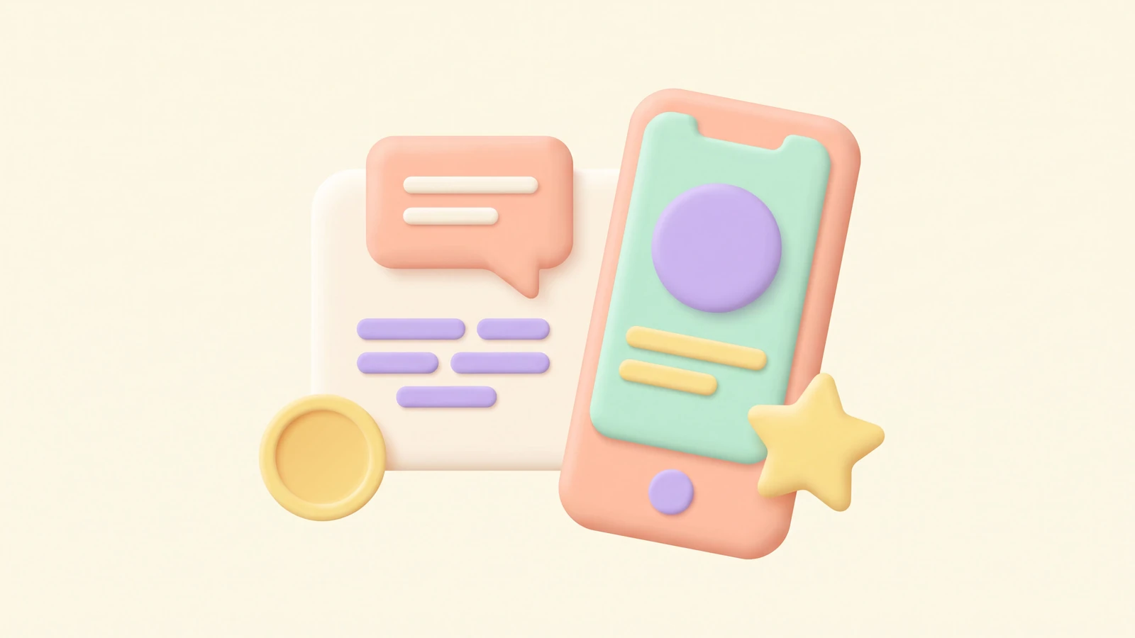 Claymorphism soft 3D art style example: rounded pastel clay-like objects with soft inner shadows on a hero layout