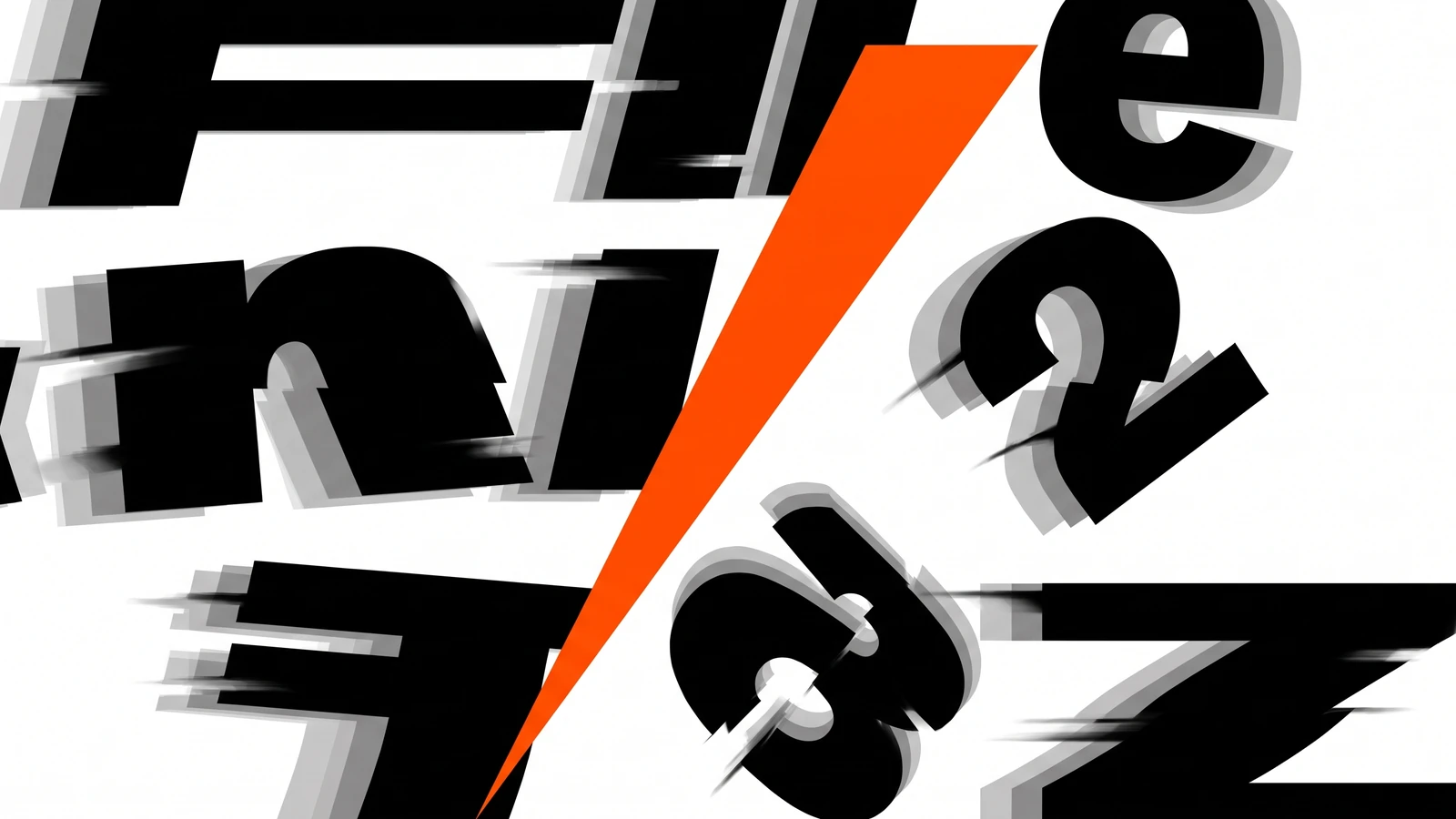 Kinetic typography design style example: oversized stretched letterforms mid-motion across a bold hero section