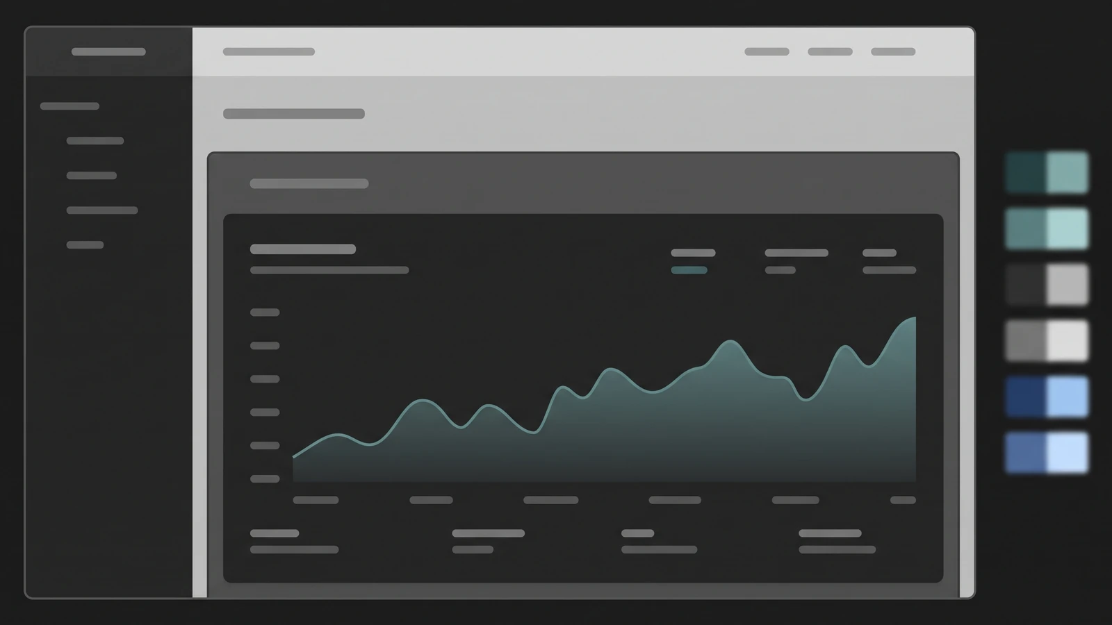 Dark mode UI design trend example: dashboard using tonal surface layers and tinted elevation instead of shadows