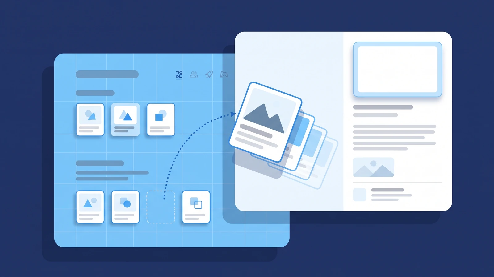 View transitions UI design trend example: card expanding from a list into a detail view mid-transition