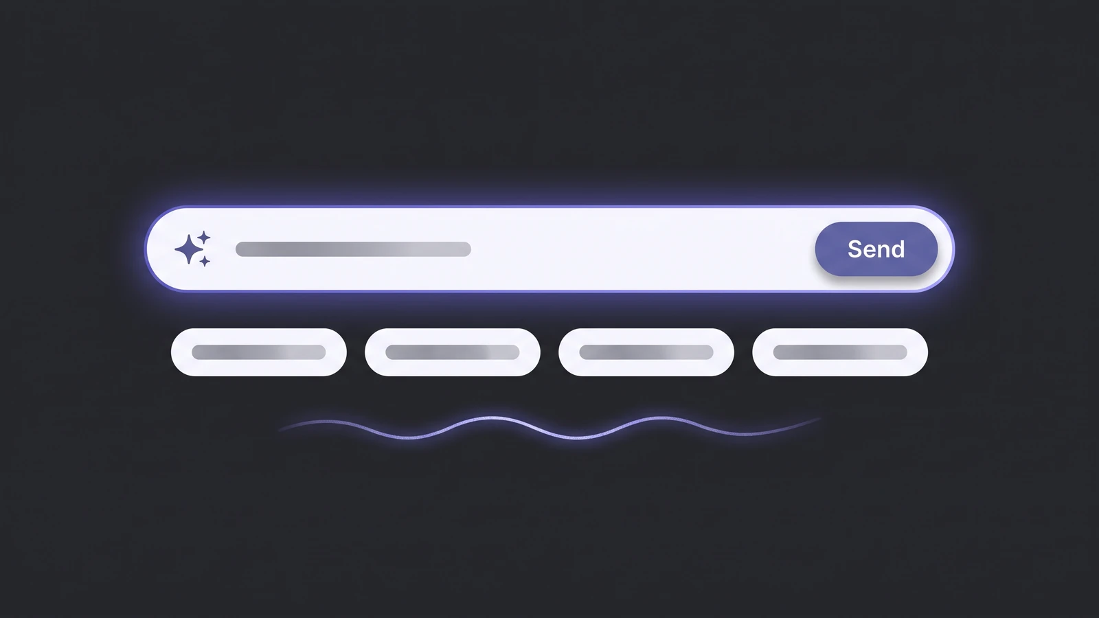 Prompt bar UI design trend example: AI input field with suggested action chips and a loading state