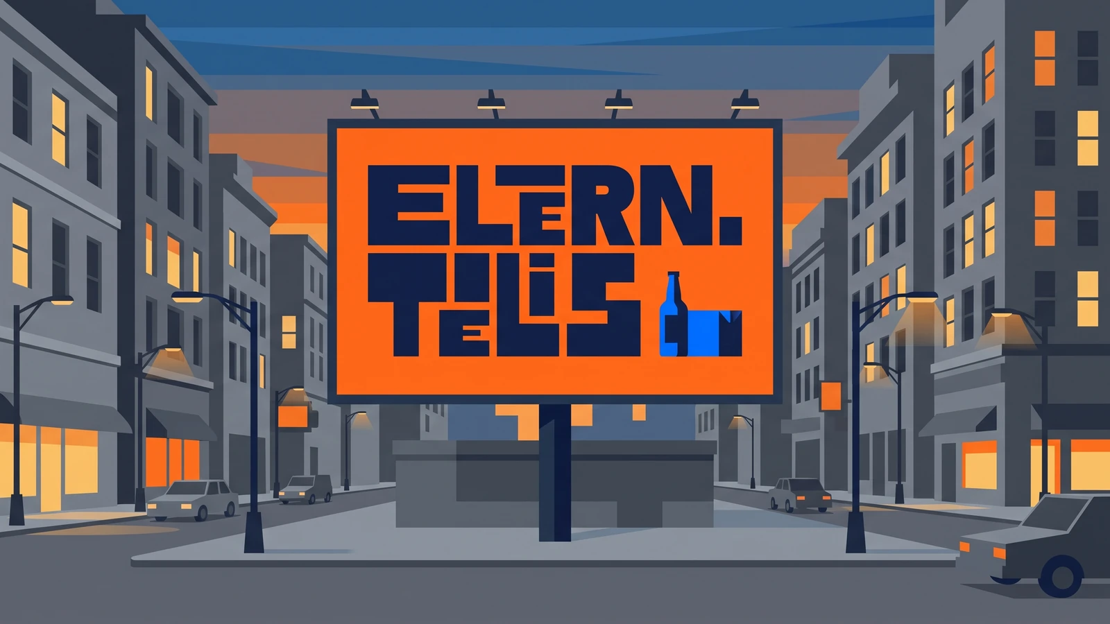 Saturation revival graphic design trend example: single-hue outdoor billboard in full-chroma orange with high-contrast type