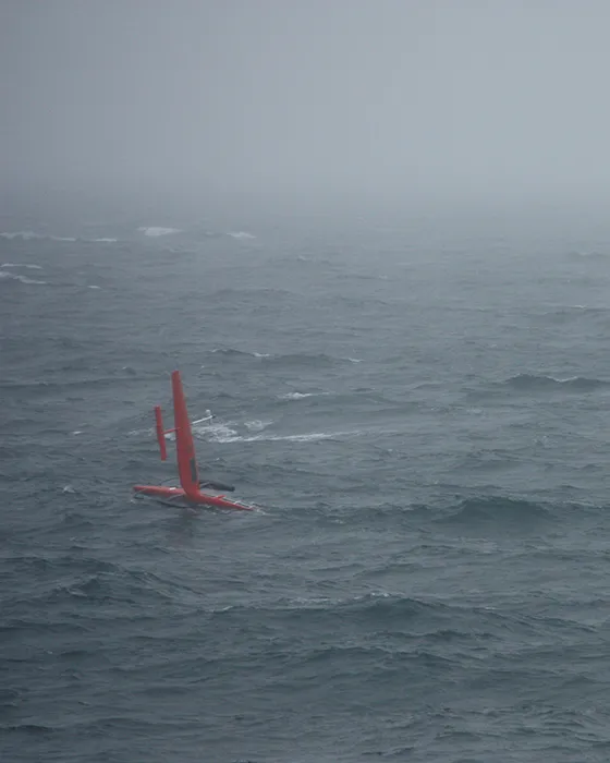 Saildrone Explorer in stormy ocean conditions