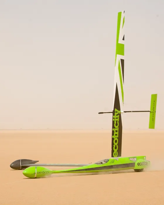 Greenbird land yacht in desert