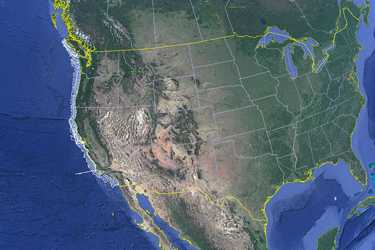 2018 West Coast Survey mission track