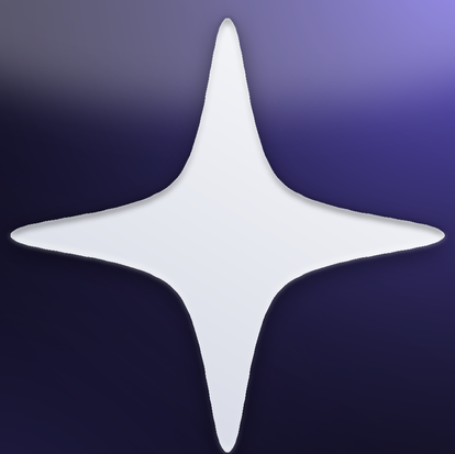 White glowing star with four rounded points on a dark blue to purple gradient background.