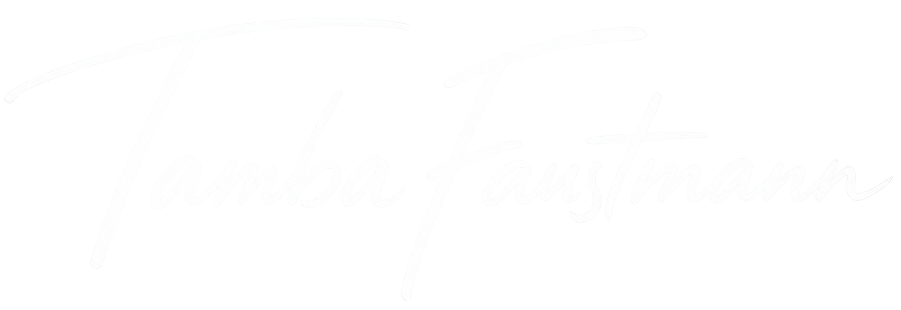 Signature-style handwritten text reading Tamba Faustmann in white on black background.