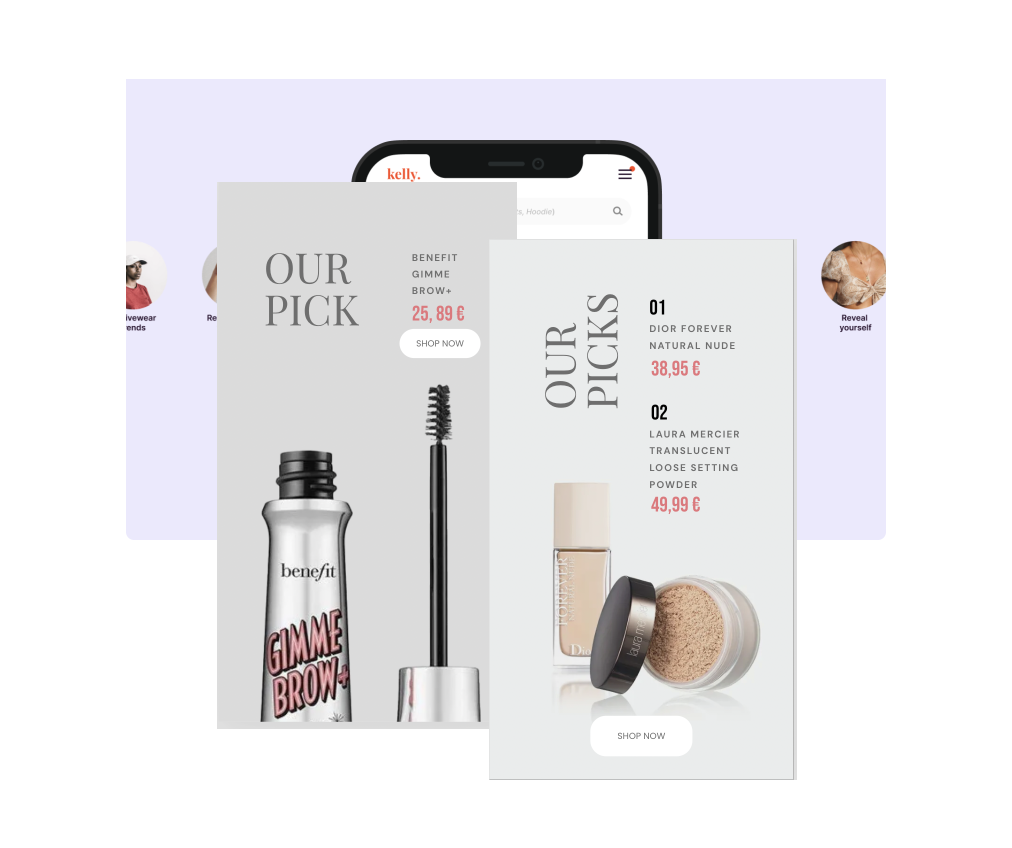 Product comparisons in stories