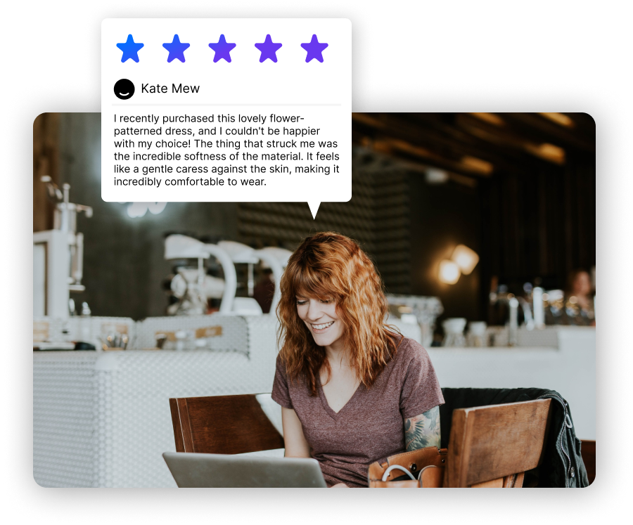 A woman reviewing products.