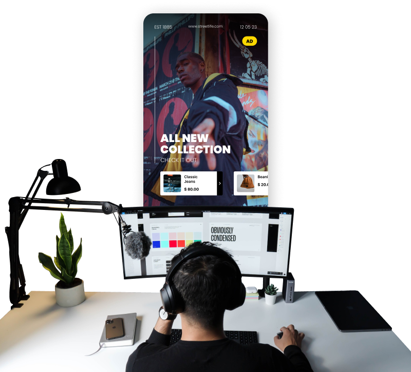 A group of professionals working on cross-promotion via in-app stories.