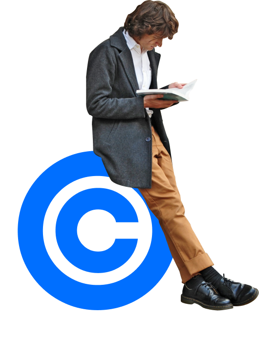 A person reading up about copyright law.