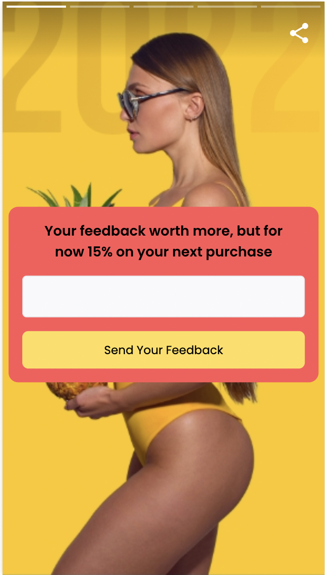 Engaging in-app story, offering coupon code