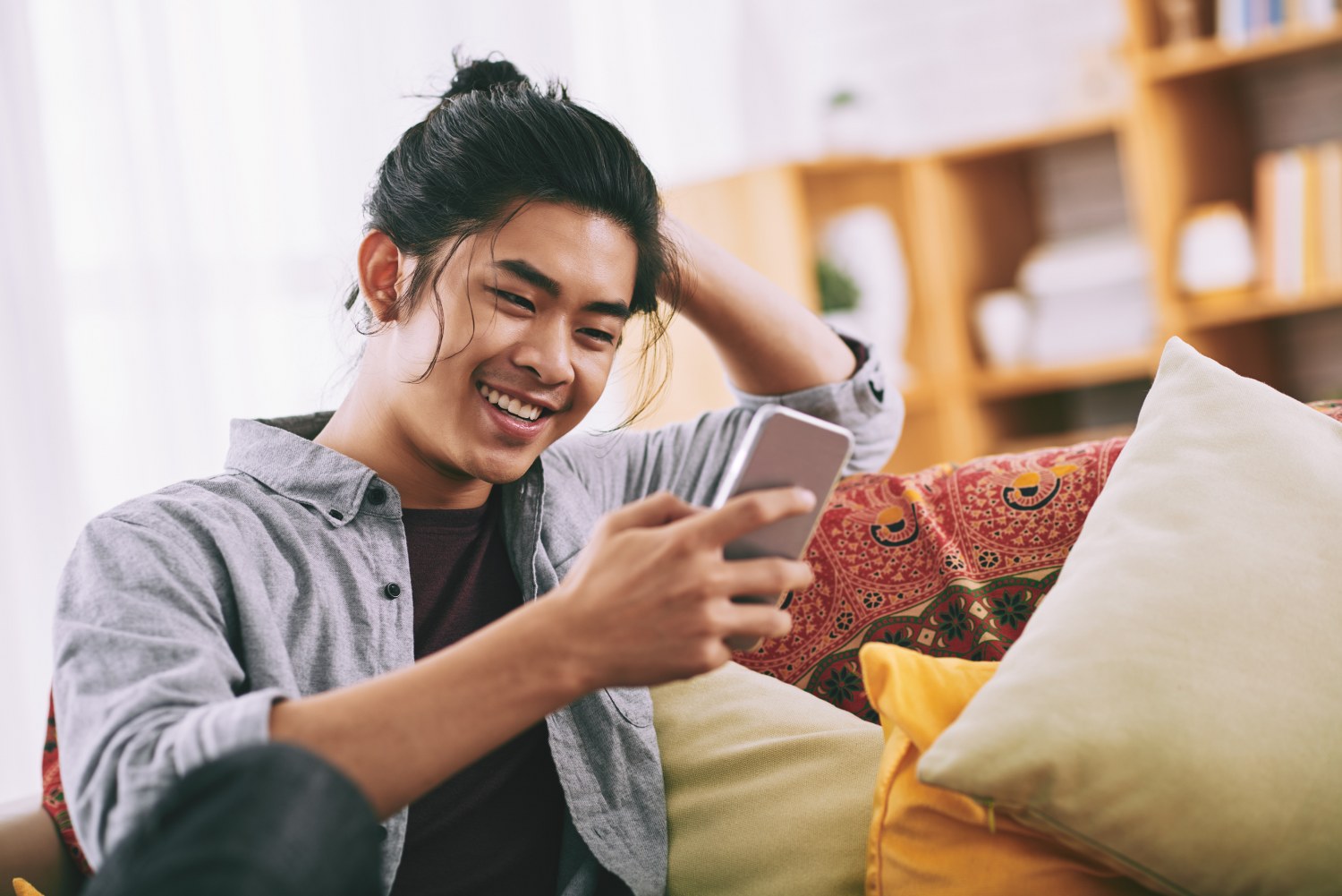 A person reading something on their phone