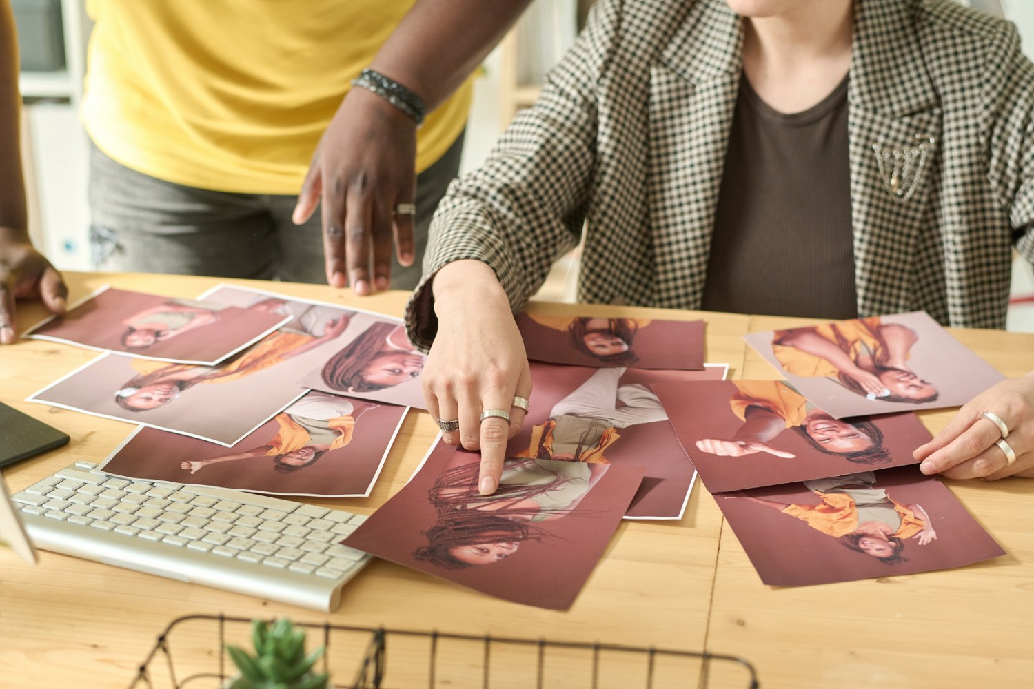 Content creators choosing photos
