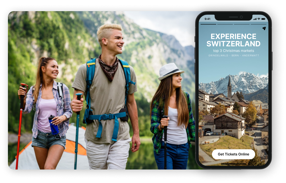 A group of young people on a nature hike.