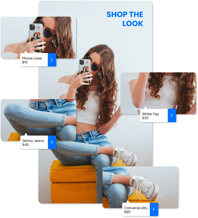 A girl creating a video about clothes.