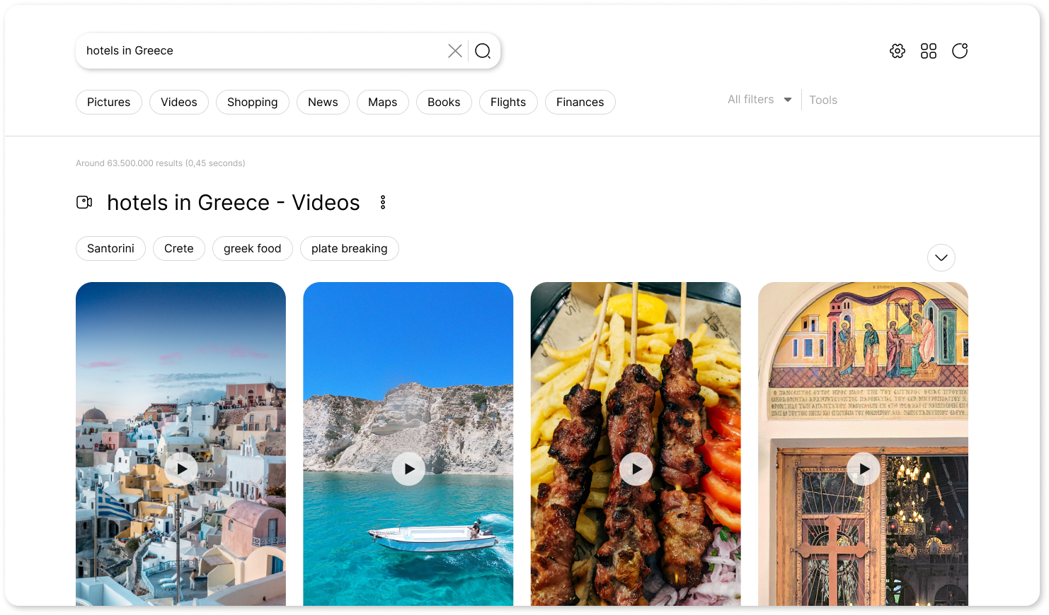 Video content showing in search results