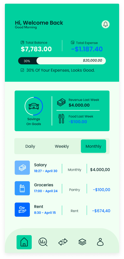 An example of a finance tracking app