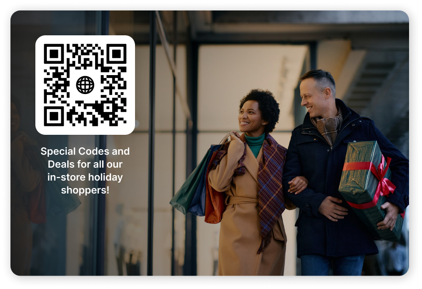 A couple doing in-store holiday shopping.
