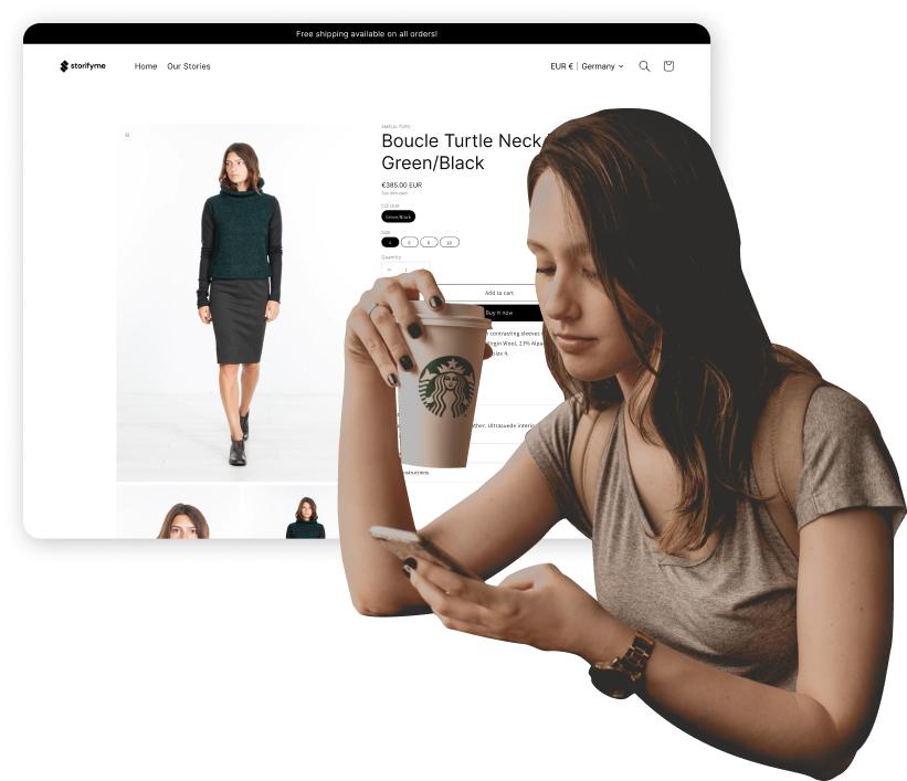 A young girl online shopping with her phone.