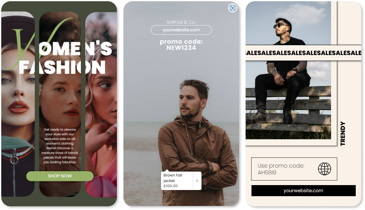 CTA, swipe-up button, and interactive stickers and elements example