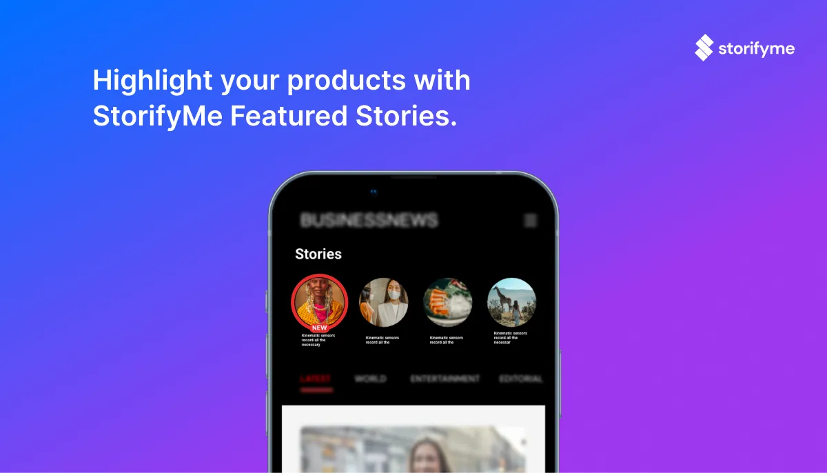 Mobile app stories showing featured stories