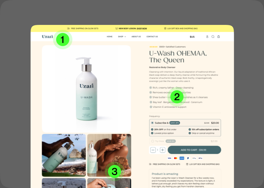Store review with numbered notes