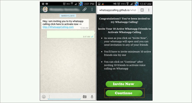 WhatsApp: Calling feature message is a Malware invitation