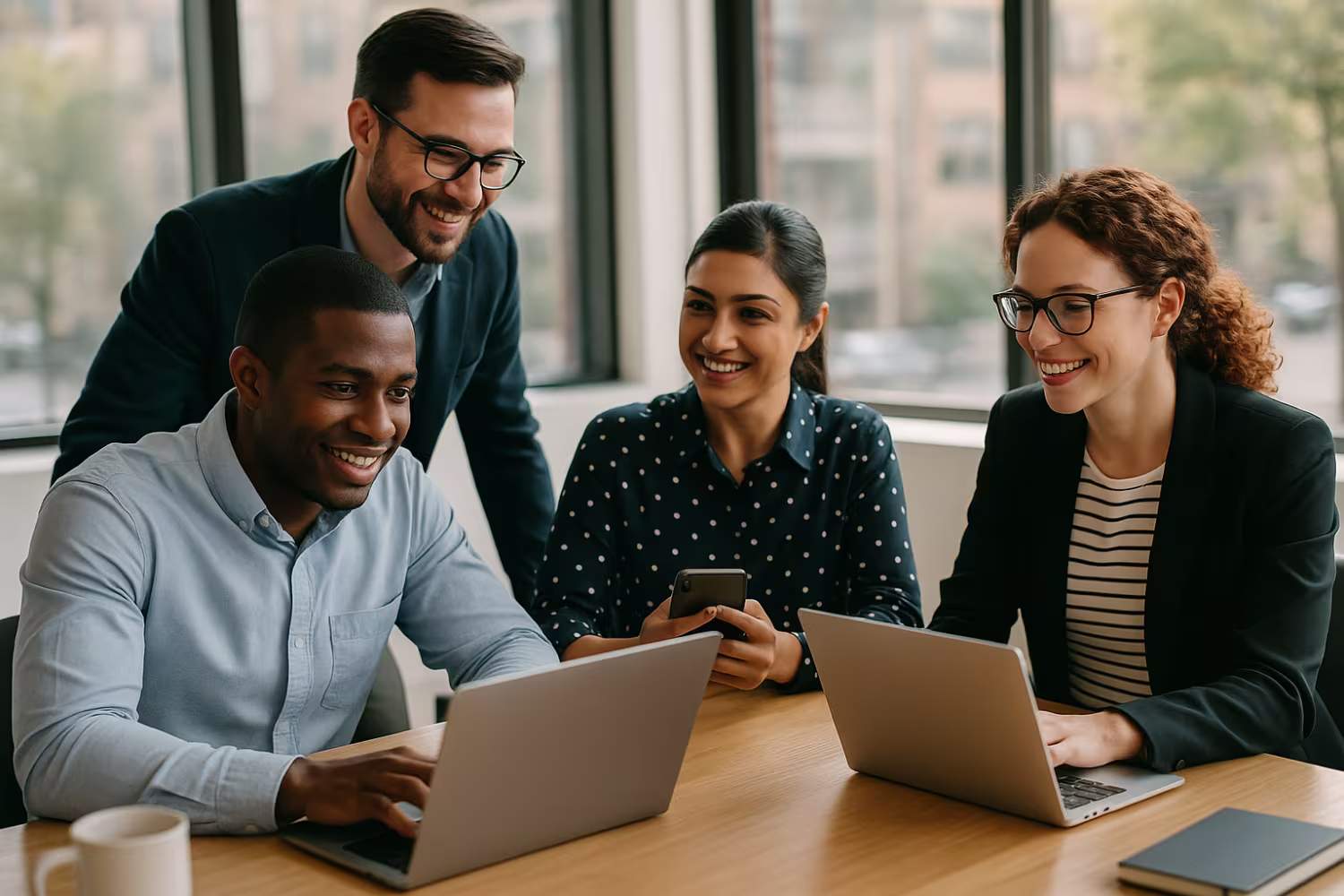 Diverse team utilizing Microsoft 365