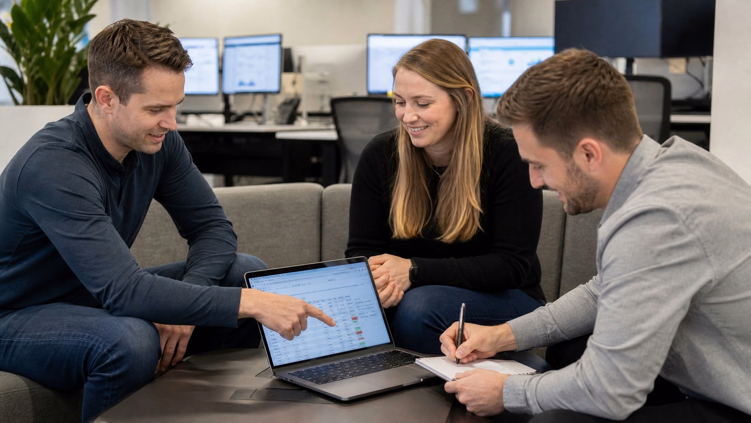 Woman demonstrates device enrollment on office terrace, MDM