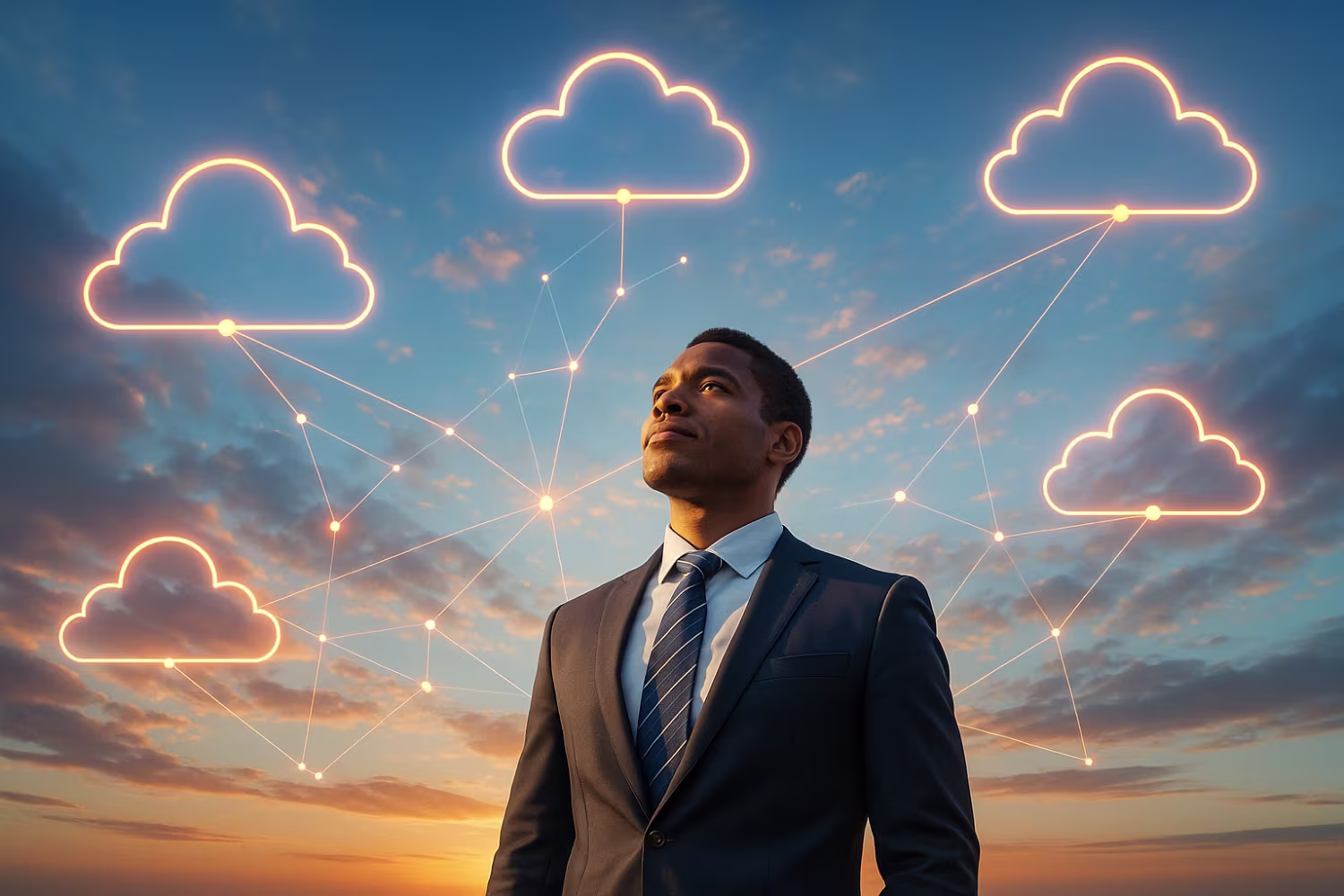 Business professional embracing cloud migration benefits