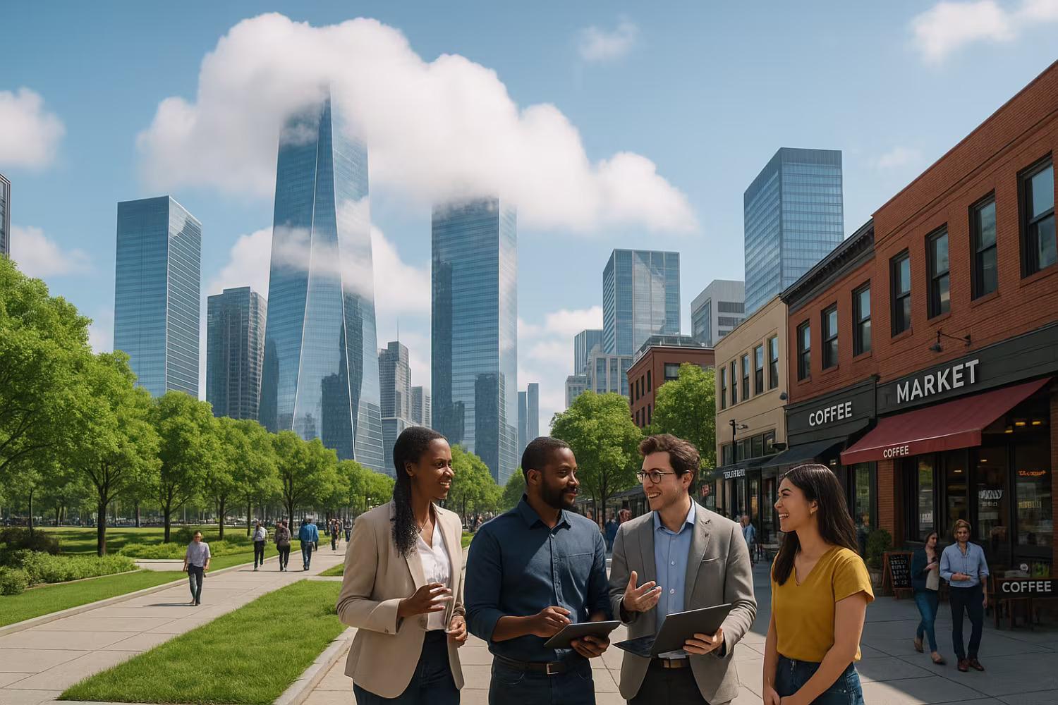 Cityscape symbolizing benefits of cloud migration