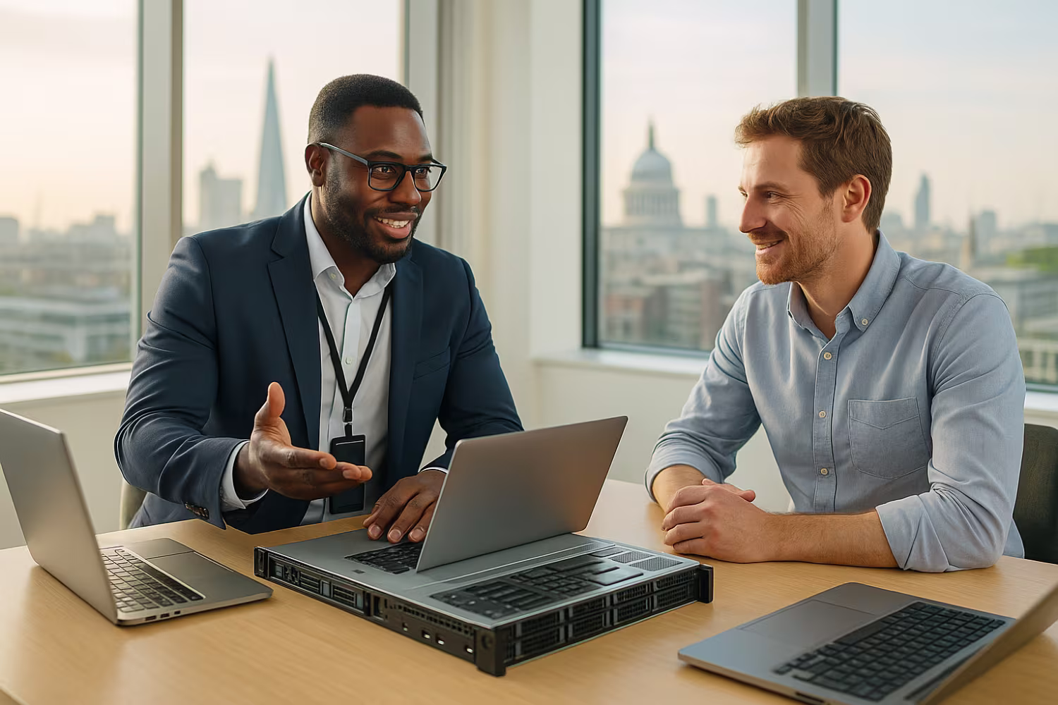Confident IT service provider strategizing