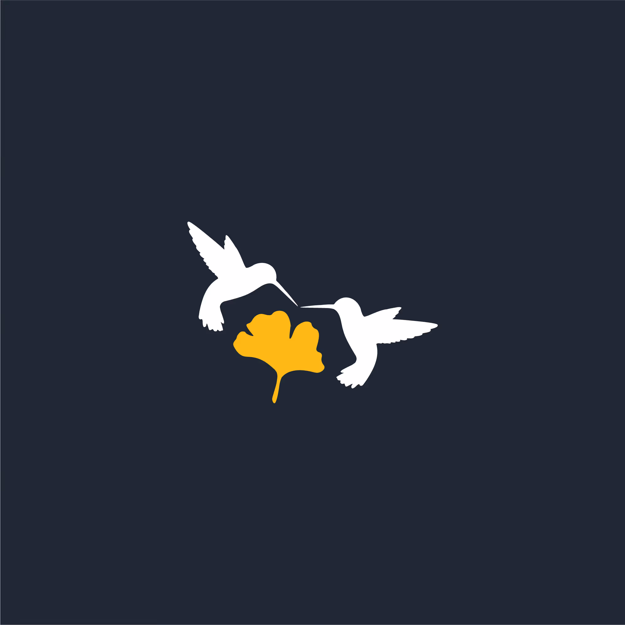 Emblème Ginkolibri blanc sur fond bleu