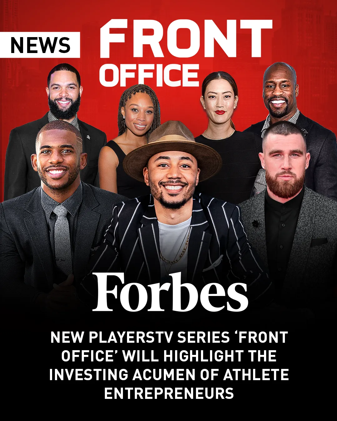 Players against a red background with the Forbes logo overlayed and centered on the screen.