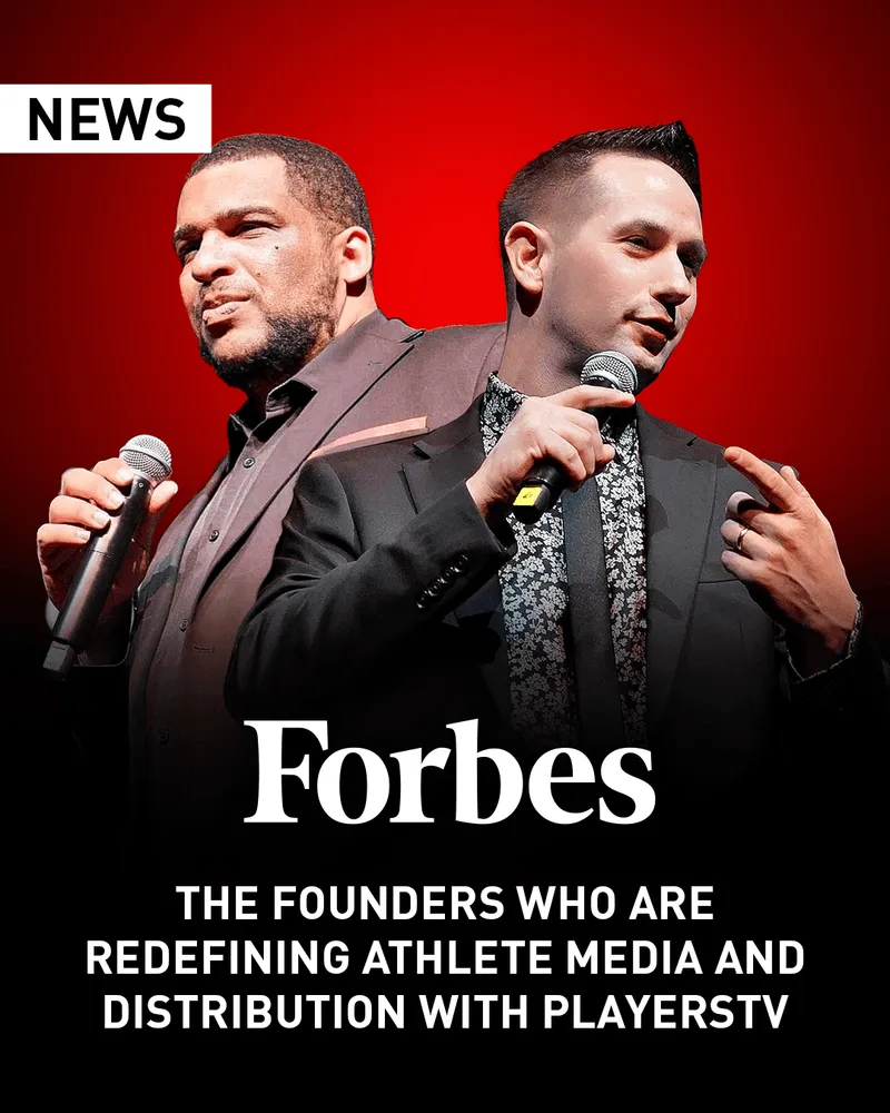 Players against a red background with the Forbes logo overlayed and centered on the screen.