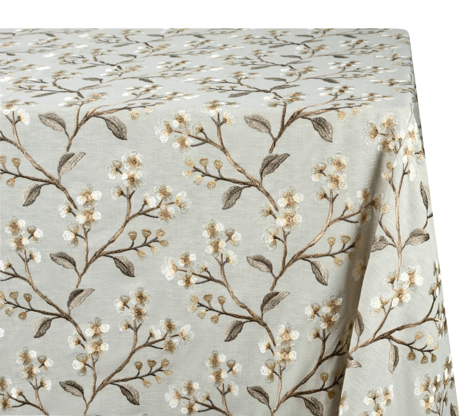 Taupe Embroidered Flowers