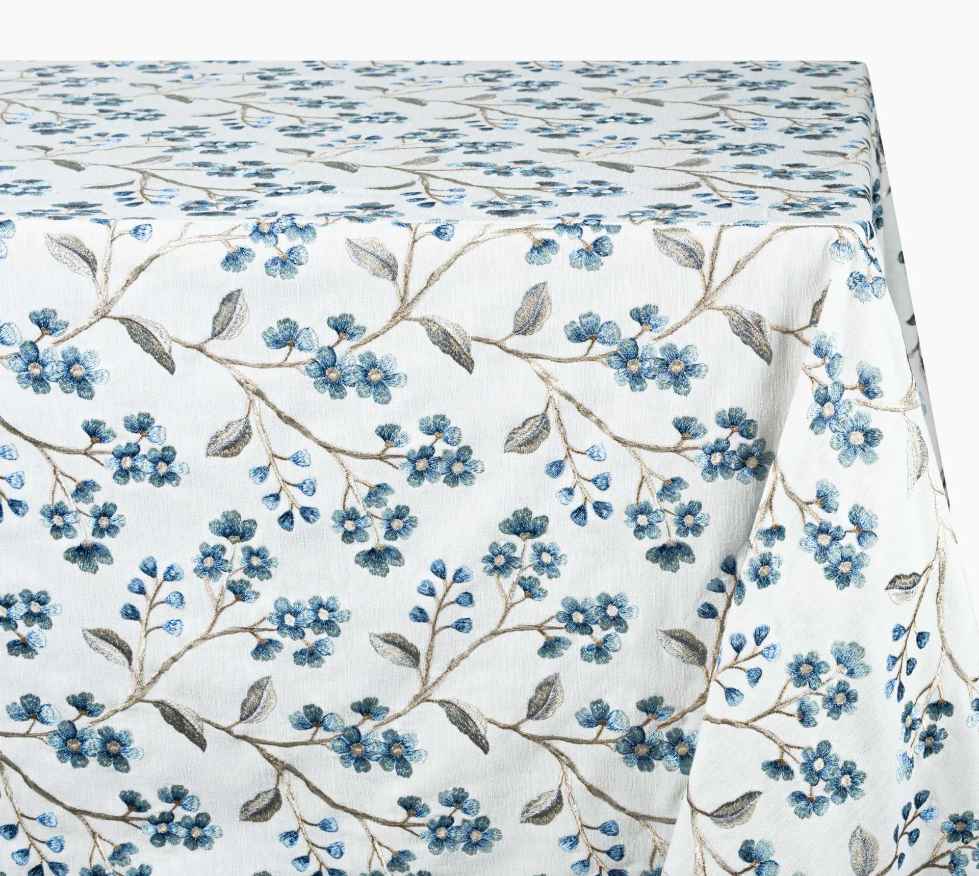 Blue Embroidered Flowers
