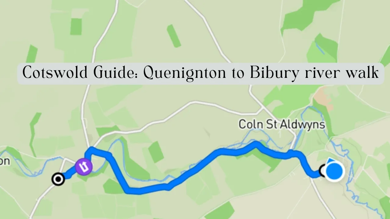 A map showing the route of the Bibury to Quenington river walk