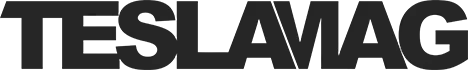Tesla logo in bold black font on a white background.