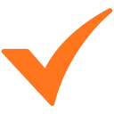 Orange check mark icon symbolizing approval or completion.